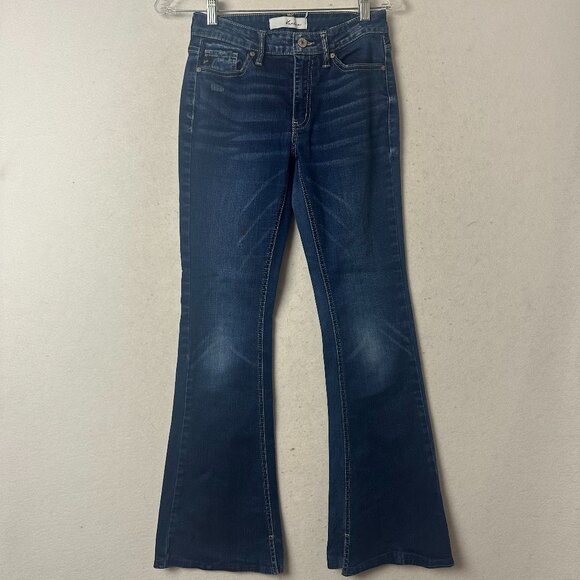KanCan Jeans Womens 5/26 Blue Flare Stretch Denim mid Rise KC7315D-P Boho Retro - Picture 1 of 4
